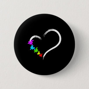 Heart Autism Awareness Love Puzzle Simple Idea Aut Button