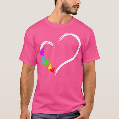 Heart Autism Awareness Love Puzzle Simple Idea Aut T_Shirt