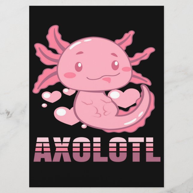 Heart Axolotl | Cute cartoon Axolotl Menu (Front)