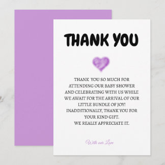 Heart Baby Shower Thank You Card