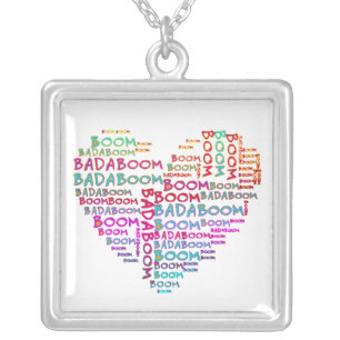 Heart Badaboom make your own background Silver Plated Necklace
