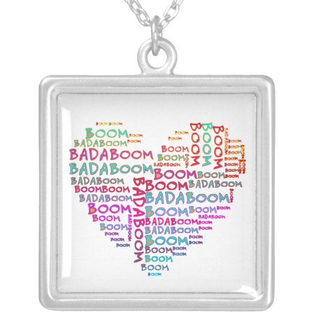 Heart Badaboom | make your own background Silver Plated Necklace (Front)