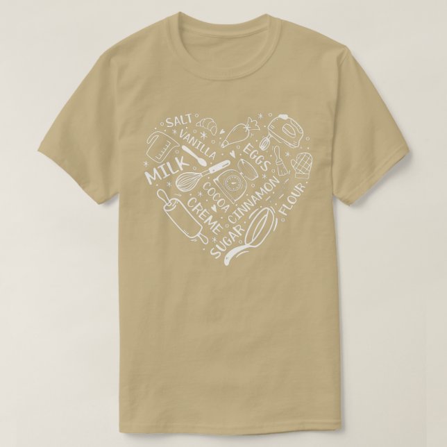 Heart Bake Baker Confectioner Baking Utensils Baki T-Shirt (Design Front)