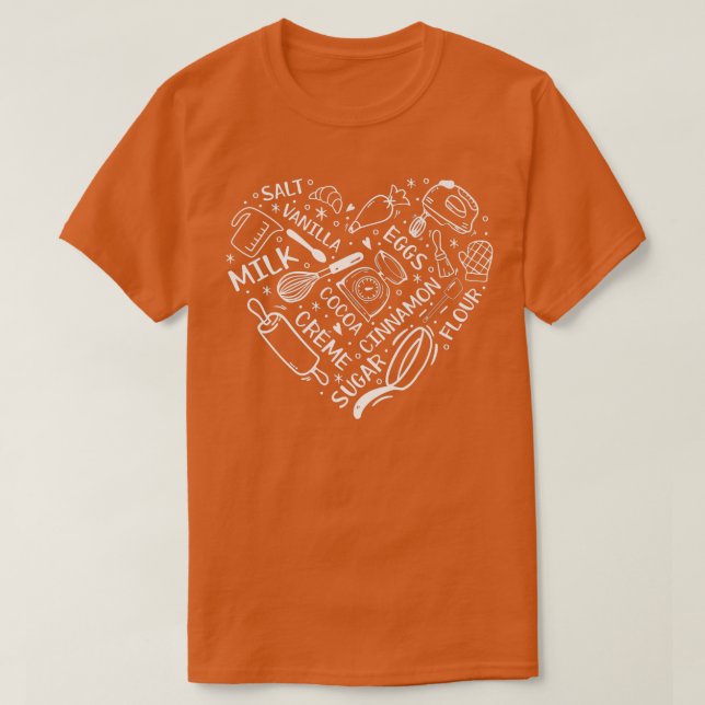 Heart Bake Baker Confectioner Baking Utensils Baki T-Shirt (Design Front)