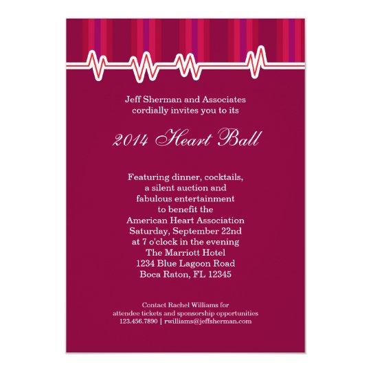 heart ball fundraising event invitation zazzle com