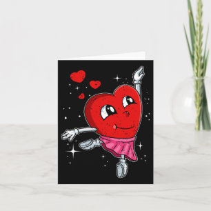 Heart Ballerina Valentines Day Cute Ballet Dancing Card