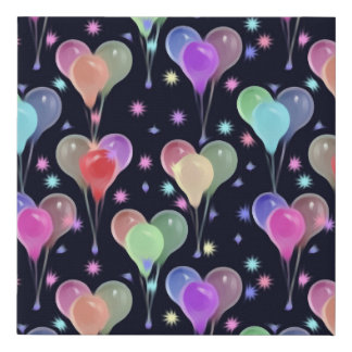 Heart Balloon Bunches Faux Canvas Print