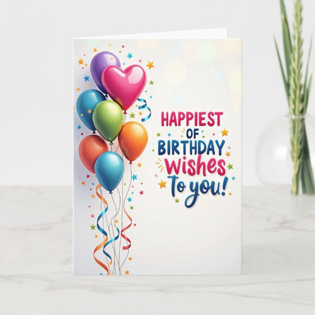 Heart Balloon Celebration Card (Front)