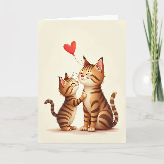 Heart Balloon Felines Card (Front)