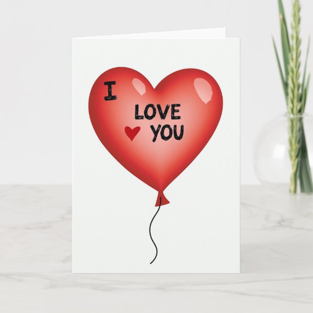 Heart Balloon I Love You Card (Front)