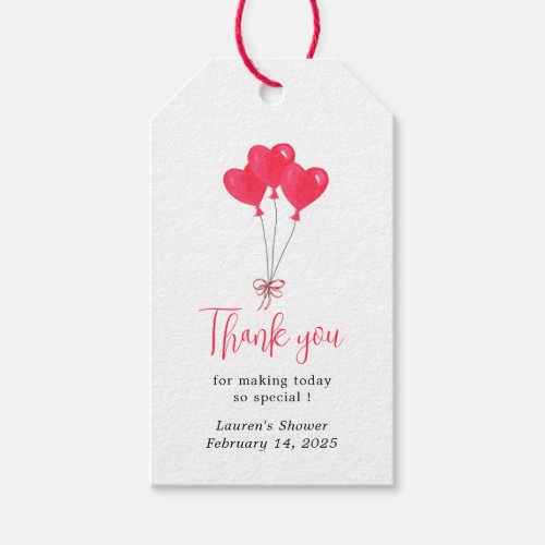 Heart Balloon Love Bridal Shower thank you  Gift Tags