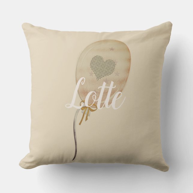 Heart Balloon Monogram Throw Pillow (Front)