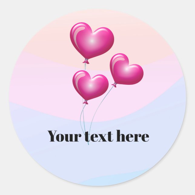 Heart Balloons, all-occasion template, customize,  Classic Round Sticker (Front)