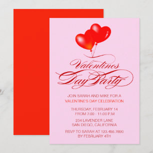 Heart Balloons and Typography Valentine Day Party Invitation