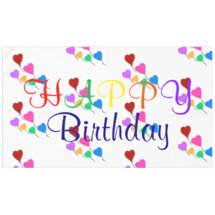 Heart Balloons Birthday Tablecloth