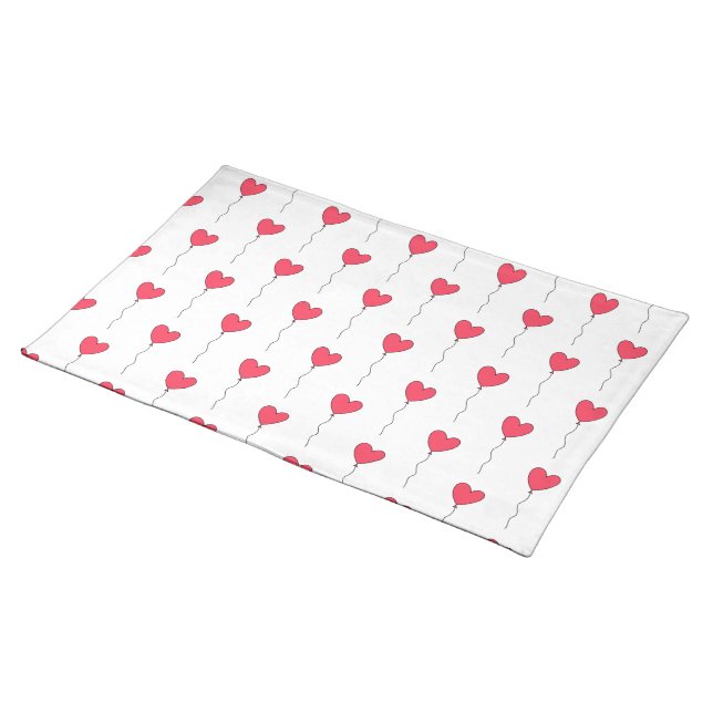 Heart Balloons Cloth Placemat (On Table)