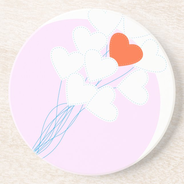 Heart Balloons Drink Coaster (Front)