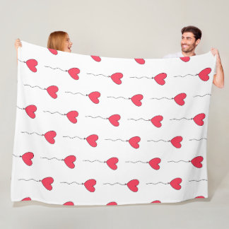 Heart Balloons Fleece Blanket