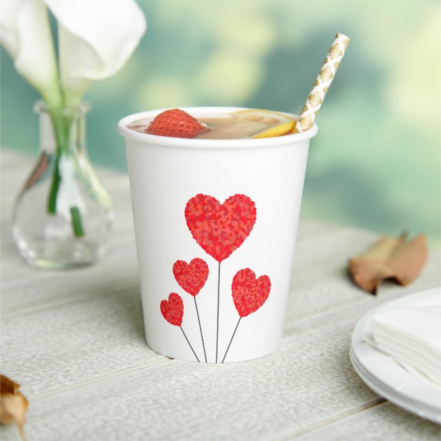 Heart Balloons Illustration Design Paper Cups (Insitu)