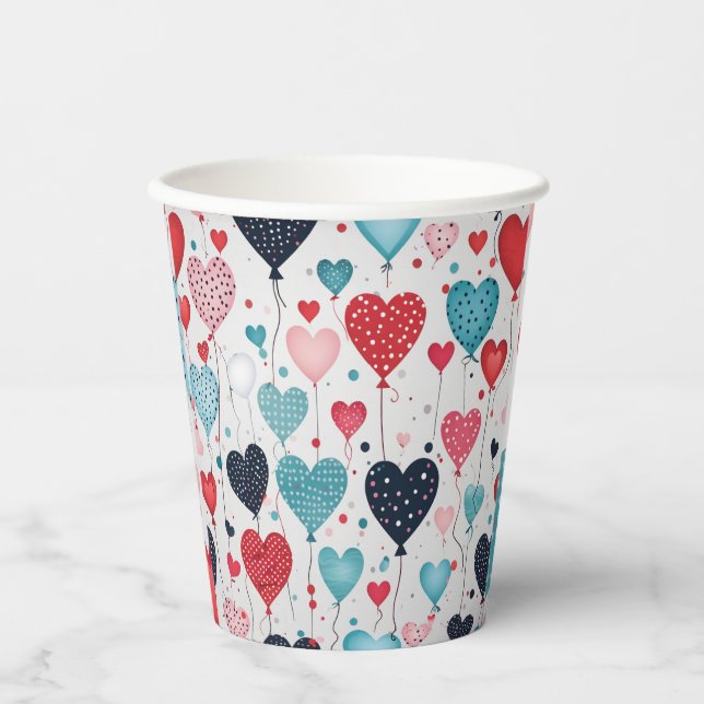 Heart balloons paper cups (Front)