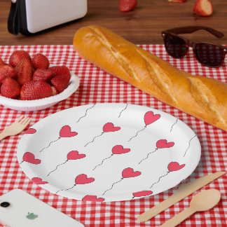 Heart Balloons Paper Plates