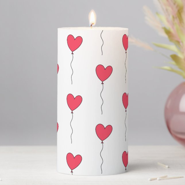 Heart Balloons Pillar Candle (In Situ)