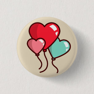Heart Balloons Pinback Button