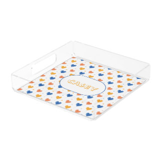 Heart Balloons Star Orange Yellow Blue Cute Acrylic Tray