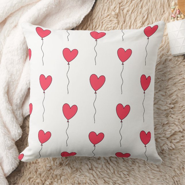 Heart Balloons Throw Pillow (Blanket)