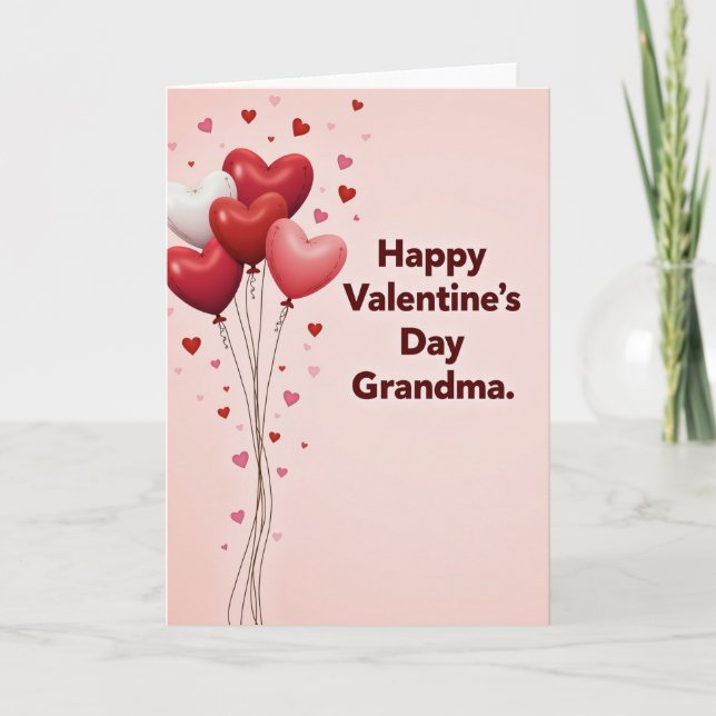 Heart Balloons Valentines Day Card (Front)