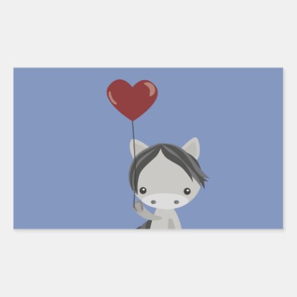 Heart Baloon for baby horse Rectangular Sticker