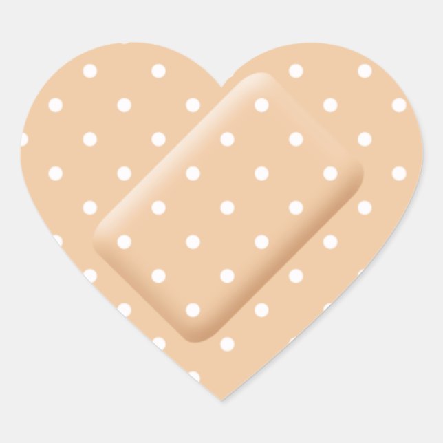 Heart Bandage Cute Polkadot Nurse Medical Get Well Heart Sticker (Front)