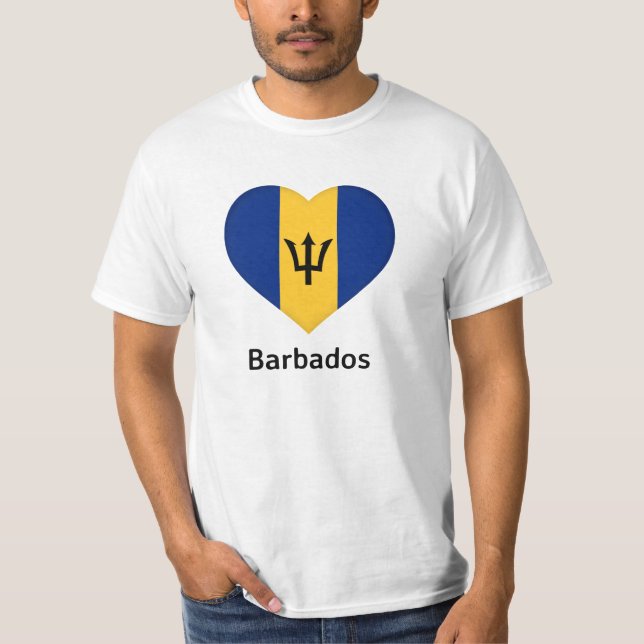 Heart - Barbados Flag T-Shirt (Front)