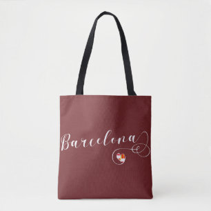 Heart Barcelona Grocery Bag, Catalonia Tote Bag