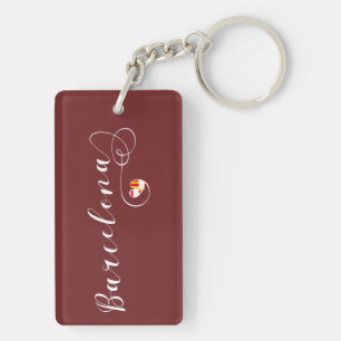 Heart Barcelona Keyring, Catelonia Keychain
