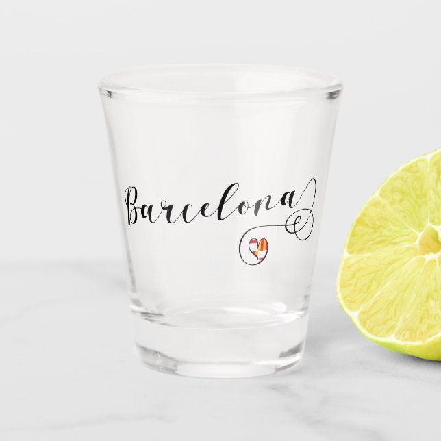 Heart Barcelona Mug, Catalonia Shot Glass (Front)