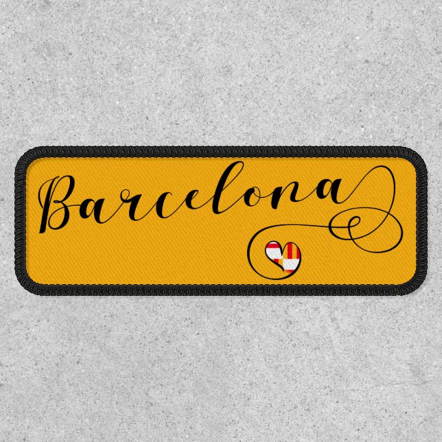 Heart Barcelona Pillow, Catalan Patch (Front)