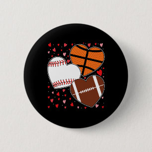 Heart Basketball Baseball Football Boys Men's Vale Button