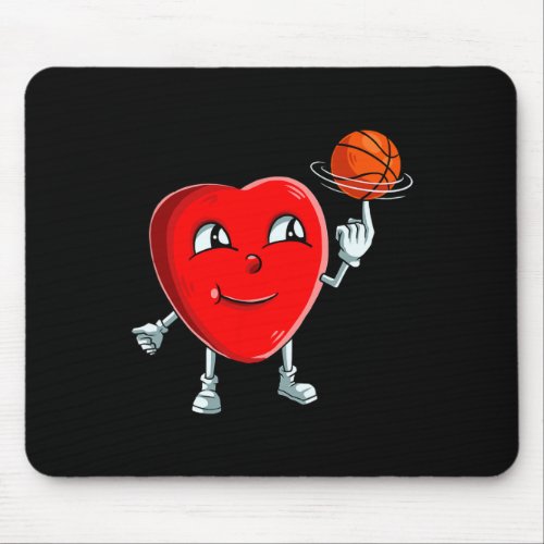 Heart Basketball Player Valentines Day Cute Sports Mouse Pad