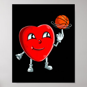 Heart Basketball Player Valentines Day Cute Sports Poster