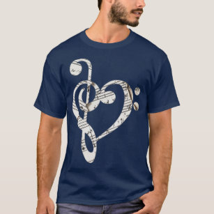 Heart Bass Clef  Musical Note T-Shirt