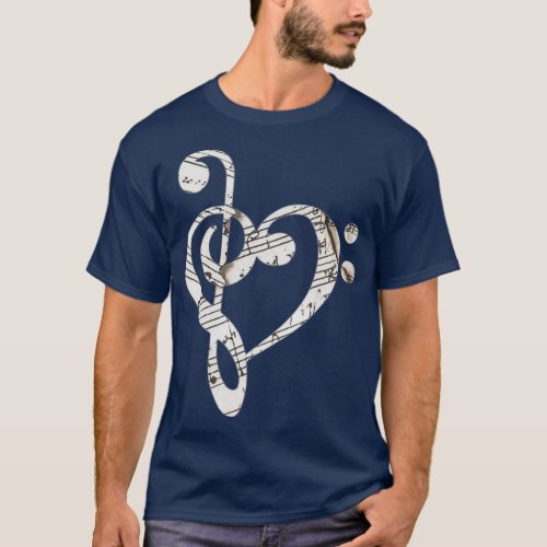 Heart Bass Clef  Musical Note T_Shirt