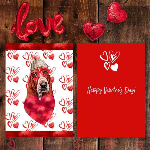 Heart Basset Hound Dog Lover Valentine Gift Holiday Card