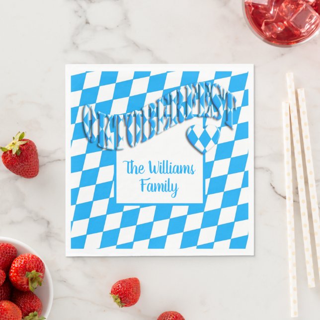 Heart Bayern Bavarian Flag Colors Oktoberfest Napkins (Insitu)