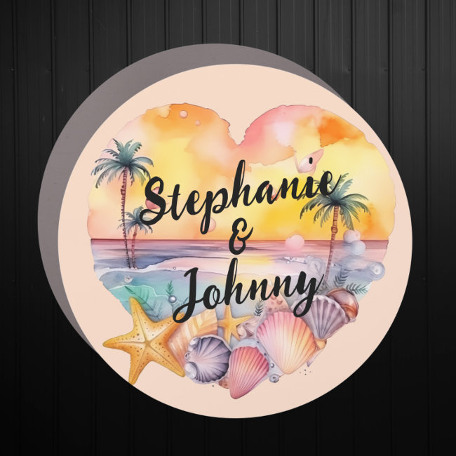 Heart Beach Couple's Cruise Door Decoration Car Magnet