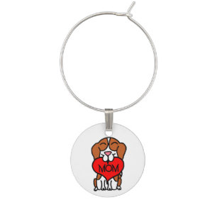 Heart Beagle Mom Wine Charm