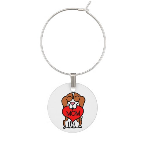 Heart Beagle Mom Wine Charm