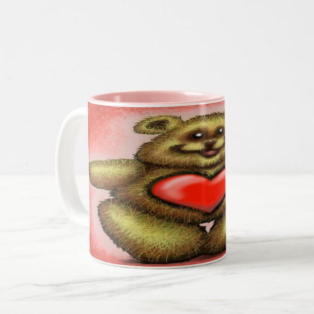 Heart Bear Two-Tone Coffee Mug (Front Left)