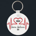 Heart Beat Doctor Nurse Medical Keychain<br><div class="desc">Simple modern heart beat nurse medical graduation keychain. This design features a red heartbeat EKG line, making it perfect for celebrating a nursing school or medical school graduation. The bold red line adds a clean, meaningful touch that stands out while still feeling sleek and minimal. You can fully customize the...</div>