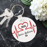 Heart Beat Doctor Nurse Medical Keychain<br><div class="desc">Simple modern heart beat nurse medical graduation keychain. This design features a red heartbeat EKG line, making it perfect for celebrating a nursing school or medical school graduation. The bold red line adds a clean, meaningful touch that stands out while still feeling sleek and minimal. You can fully customize the...</div>